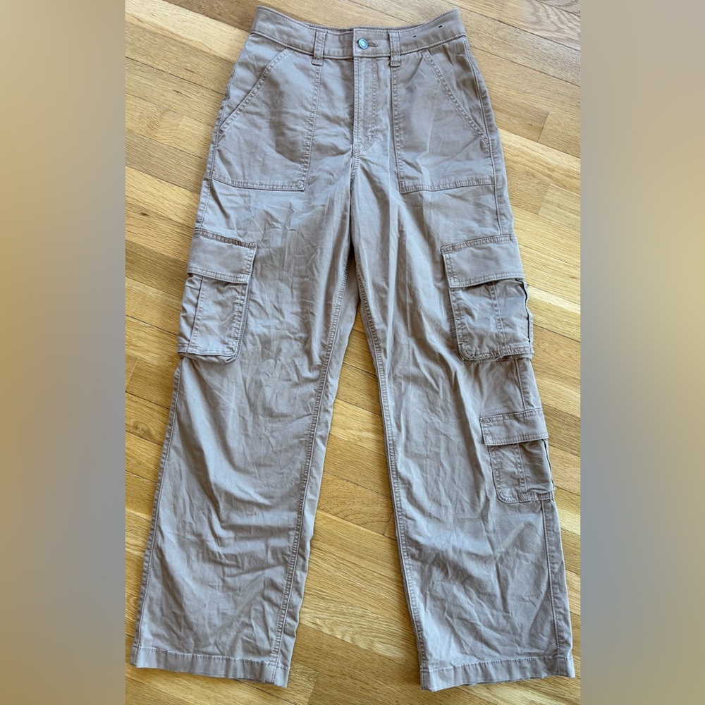 Hollister Ultra High Rise Baggy Pants 4R W27 Tan Khaki Casual Womens